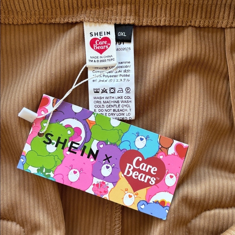 Brand New SHEIN X Care Bears Embroidered Tan Corduroy Mini Skirt Faux Fur Trim - Picture 13 of 15